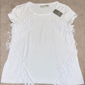 Chico’s white tee with fringe